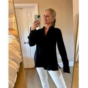 NIC+ZOE Black Satin Crepe Shirt